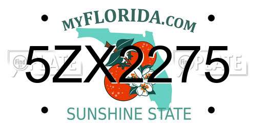 5ZX2275 Florida License Plate