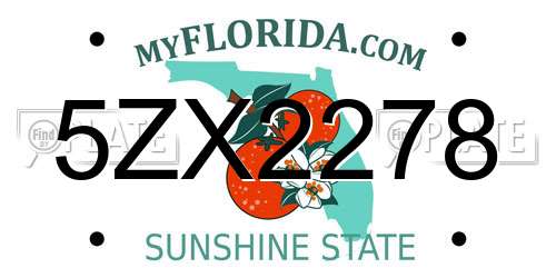 5ZX2278 Florida License Plate