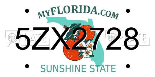 5ZX2728 Florida License Plate