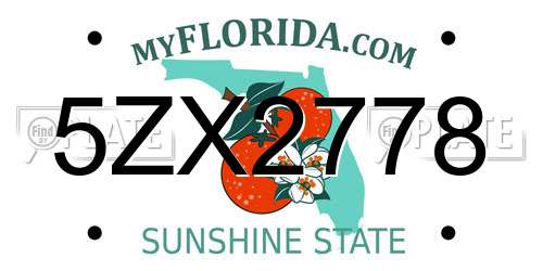 5ZX2778 Florida License Plate