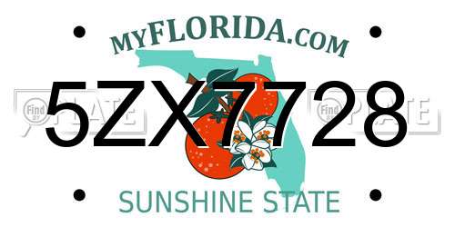 5ZX7728 Florida License Plate