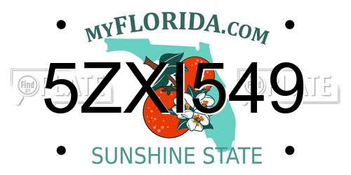 5ZXI549 Florida License Plate
