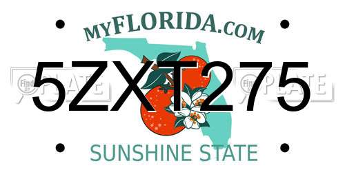 5ZXT275 Florida License Plate