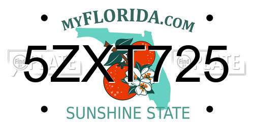 5ZXT725 Florida License Plate