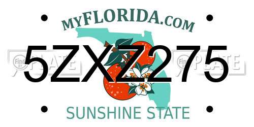 5ZXZ275 Florida License Plate