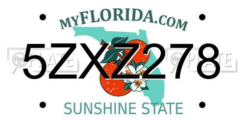 5ZXZ278 Florida License Plate