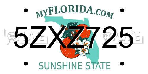 5ZXZ725 Florida License Plate