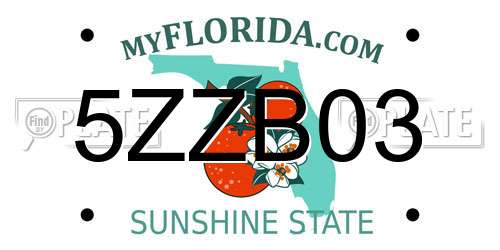 5ZZB03 Florida License Plate