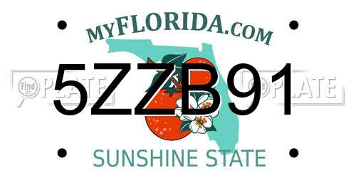 5ZZB91 Florida License Plate