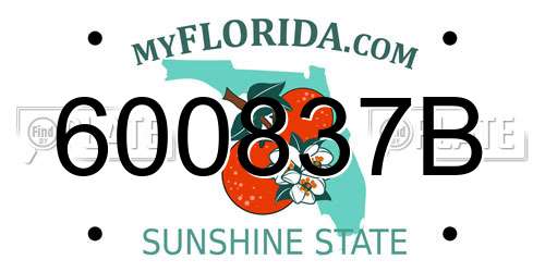 600837B Florida License Plate