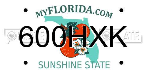 600HXK Florida License Plate