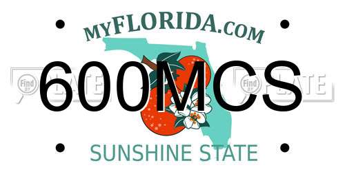 600MCS Florida License Plate