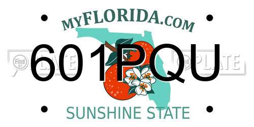 601PQU Florida License Plate