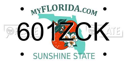 601ZCK Florida License Plate