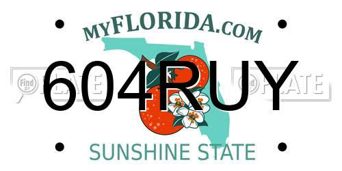 604RUY Florida License Plate