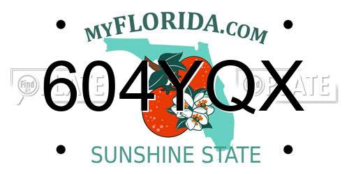604YQX Florida License Plate