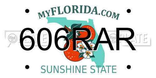 606RAR Florida License Plate
