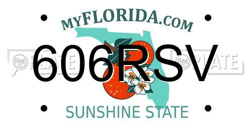 606RSV Florida License Plate