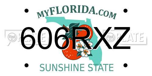 606RXZ Florida License Plate