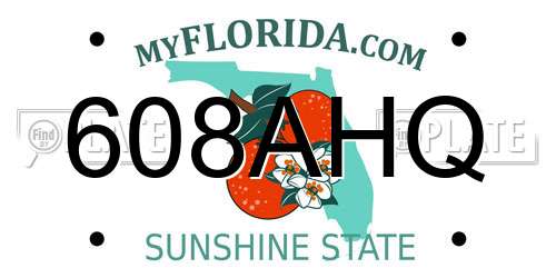 608AHQ Florida License Plate