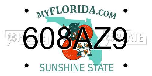 608AZ9 Florida License Plate