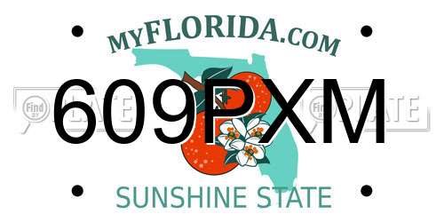 609PXM Florida License Plate