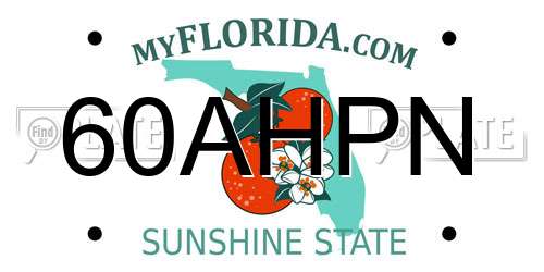 60AHPN Florida License Plate
