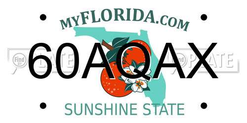 60AQAX Florida License Plate