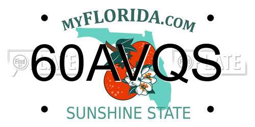 60AVQS Florida License Plate