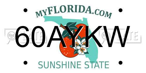 60AYKW Florida License Plate