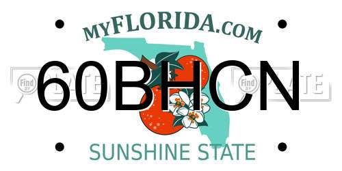 60BHCN Florida License Plate