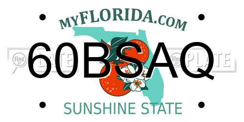 60BSAQ Florida License Plate