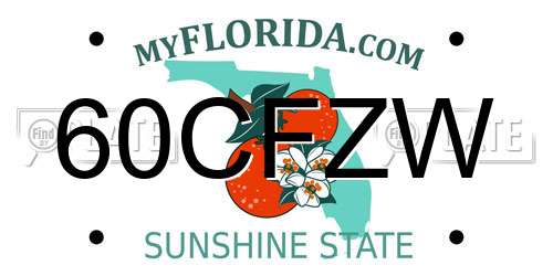 60CFZW Florida License Plate