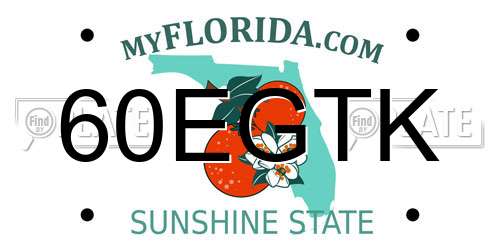 60EGTK Florida License Plate