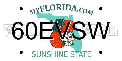 60EVSW Florida License Plate