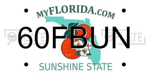 60FBUN Florida License Plate