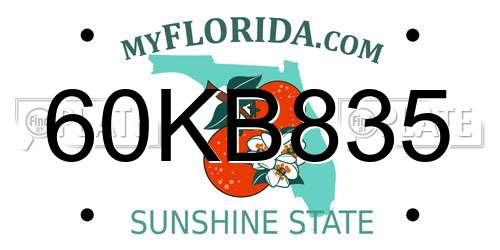60KB835 Florida License Plate