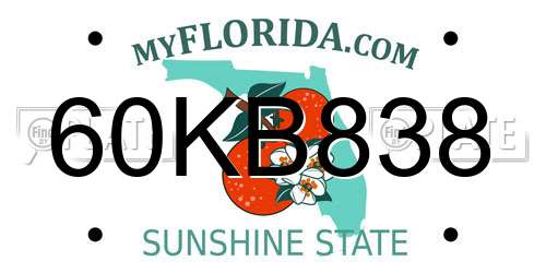 60KB838 Florida License Plate