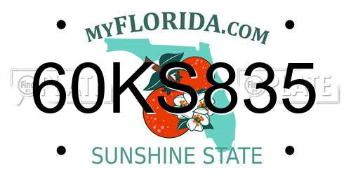 60KS835 Florida License Plate