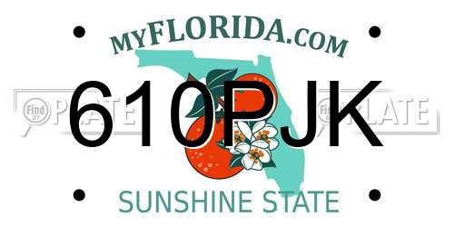 610PJK Florida License Plate