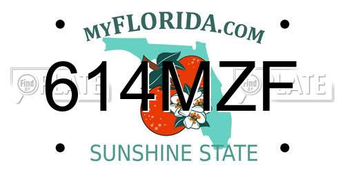 614MZF Florida License Plate
