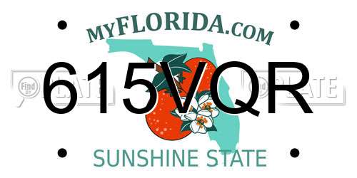 615VQR Florida License Plate