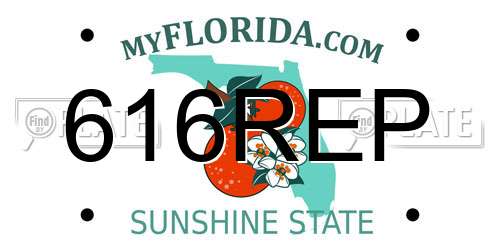 616REP Florida License Plate