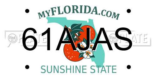 61AJAS Florida License Plate