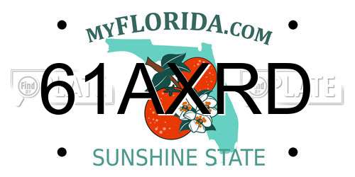 61AXRD Florida License Plate