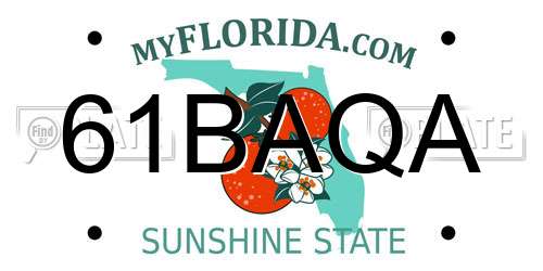 61BAQA Florida License Plate