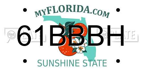 61BBBH Florida License Plate