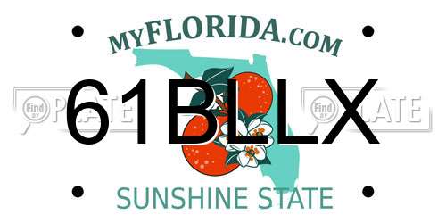 61BLLX Florida License Plate
