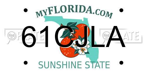 61CJLA Florida License Plate
