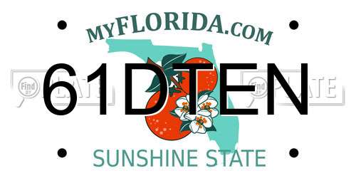 61DTEN Florida License Plate